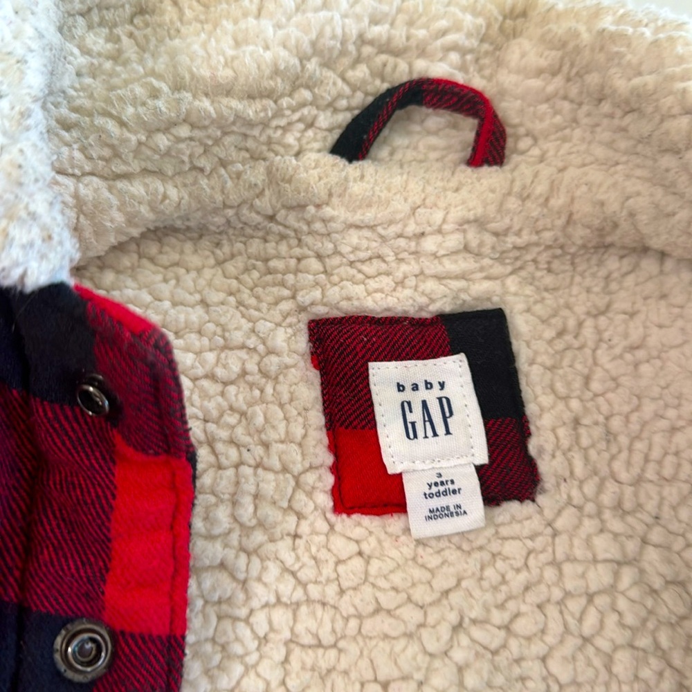 Baby Gap Sherpa-Lined Buffalo Plaid Fleece Jacket | Boys 3T | Fall Winter Coat